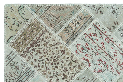Iskece 22328 Beige Patchwork Wool Handmade Area Rug 3'11" x 5'11"