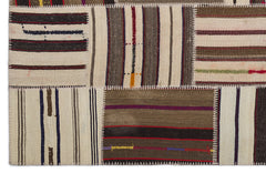 Teselya 2232 Beige Striped Wool Handmade Area Rug 5'3" x 7'7"