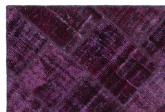 Iskece 22347 Purple Patchwork Wool Handmade Area Rug 3'11" x 5'11"