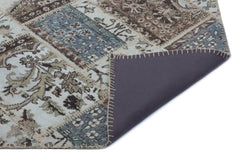 Iskece 22355 Beige Patchwork Wool Handmade Area Rug 3'11" x 5'11"