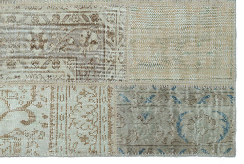 Iskece 22375 Beige Patchwork Wool Handmade Area Rug 3'11" x 5'11"