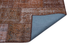 Iskece 22377 Brown Patchwork Wool Handmade Area Rug 3'11" x 5'11"