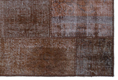 Iskece 22377 Brown Patchwork Wool Handmade Area Rug 3'11" x 5'11"