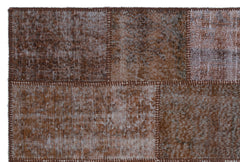 Iskece 22377 Brown Patchwork Wool Handmade Area Rug 3'11" x 5'11"