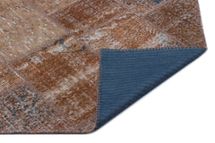 Iskece 22391 Brown Patchwork Wool Handmade Area Rug 3'11" x 5'11"