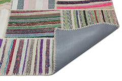 Teselya 22399 Patchwork Striped Wool Handmade Area Rug 6'3" x 9'2"