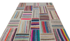 Teselya 22401 Patchwork Striped Wool Handmade Area Rug 6'0" x 9'5"