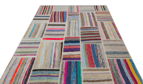 Teselya 22401 Patchwork Striped Wool Handmade Area Rug 6'0" x 9'5"