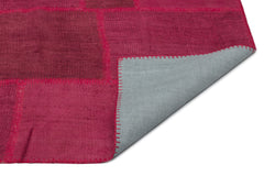 Teselya Pink Patchwork Wool Handmade Area Rug 6'6" x 9'10"