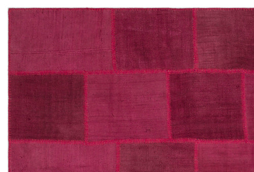 Teselya Pink Patchwork Wool Handmade Area Rug 6'6" x 9'10"