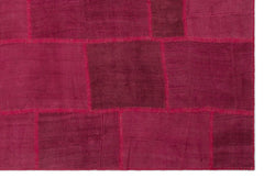 Teselya Pink Patchwork Wool Handmade Area Rug 6'6" x 9'10"