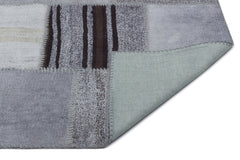 Teselya Grey Patchwork Wool Handmade Area Rug 6'7" x 9'10"