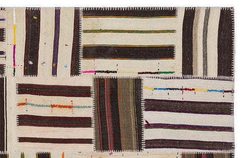 Teselya 2241 Beige Striped Wool Handmade Area Rug 5'3" x 7'7"