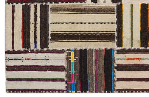 Teselya 2241 Beige Striped Wool Handmade Area Rug 5'3" x 7'7"