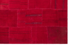 Teselya Red Patchwork Wool Handmade Area Rug 6'5" x 9'10"