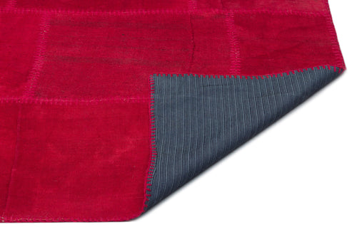 Teselya Pink Patchwork Wool Handmade Area Rug 6'8" x 9'9"