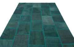 Teselya Beige Patchwork Wool Handmade Area Rug 6'6" x 9'10"