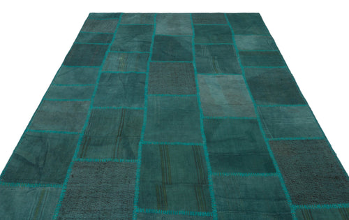 Teselya Beige Patchwork Wool Handmade Area Rug 6'6" x 9'10"