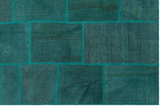 Teselya Beige Patchwork Wool Handmade Area Rug 6'6" x 9'10"