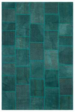 Teselya Beige Patchwork Wool Handmade Area Rug 6'6" x 9'10"