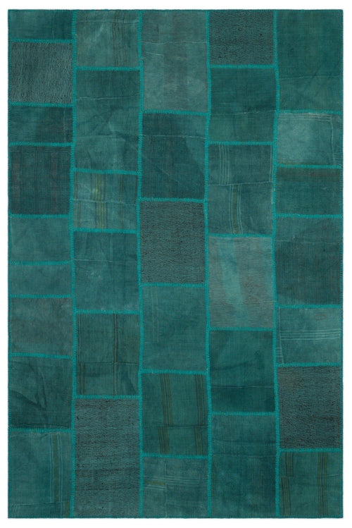 Teselya Beige Patchwork Wool Handmade Area Rug 6'6" x 9'10"