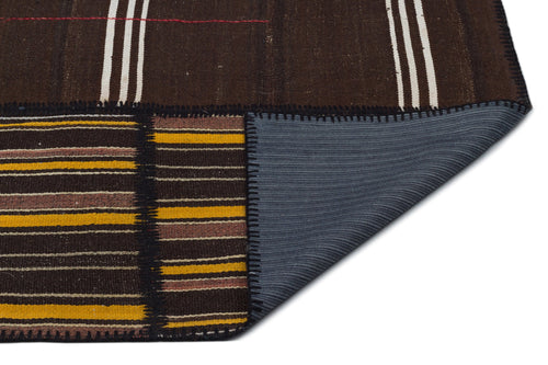 Teselya Beige Striped Wool Handmade Area Rug 6'8" x 10'0"