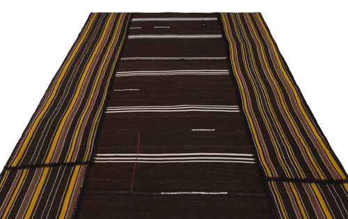 Teselya Beige Striped Wool Handmade Area Rug 6'8" x 10'0"