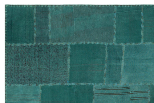 Teselya 22428 Green Patchwork Wool Handmade Area Rug 6'6" x 9'10"
