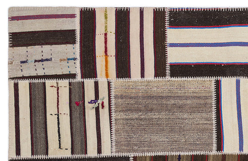 Teselya 2242 Beige Striped Wool Handmade Area Rug 5'3" x 7'7"