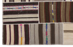 Teselya 2242 Beige Striped Wool Handmade Area Rug 5'3" x 7'7"