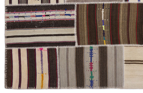 Teselya 2242 Beige Striped Wool Handmade Area Rug 5'3" x 7'7"