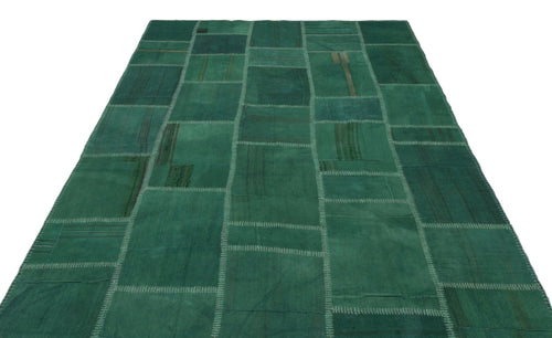 Teselya Beige Patchwork Wool Handmade Area Rug 6'4" x 9'9"