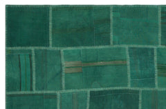 Teselya Beige Patchwork Wool Handmade Area Rug 6'4" x 9'9"