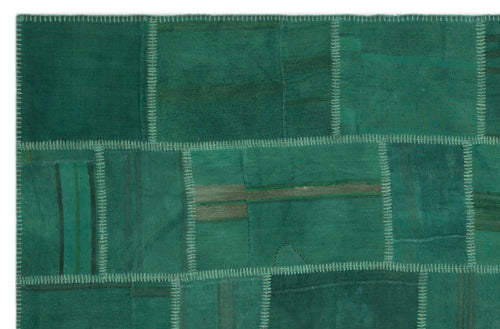 Teselya Beige Patchwork Wool Handmade Area Rug 6'4" x 9'9"