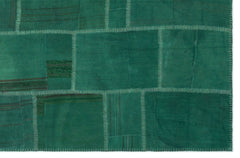 Teselya Beige Patchwork Wool Handmade Area Rug 6'4" x 9'9"