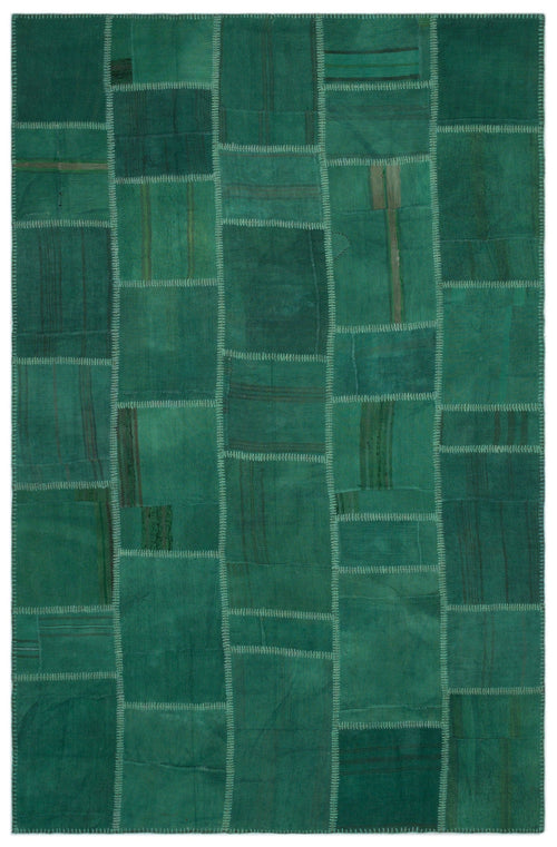 Teselya Beige Patchwork Wool Handmade Area Rug 6'4" x 9'9"