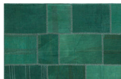 Teselya Green Patchwork Wool Handmade Area Rug 6'4" x 9'11"