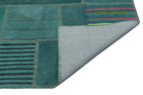 Teselya Beige Patchwork Wool Handmade Area Rug 6'5" x 9'11"