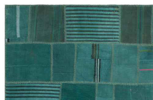 Teselya Beige Patchwork Wool Handmade Area Rug 6'5" x 9'11"