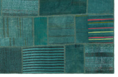 Teselya Beige Patchwork Wool Handmade Area Rug 6'5" x 9'11"