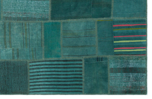 Teselya Beige Patchwork Wool Handmade Area Rug 6'5" x 9'11"