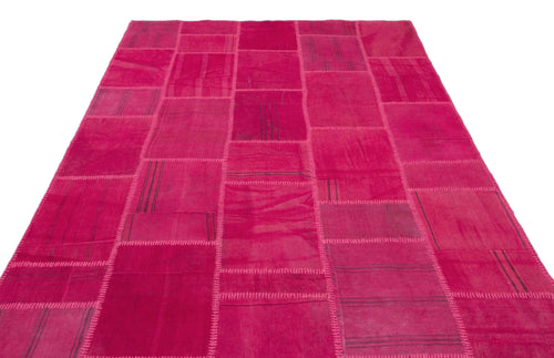 Teselya Beige Patchwork Wool Handmade Area Rug 6'6" x 9'9"