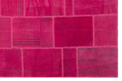 Teselya Beige Patchwork Wool Handmade Area Rug 6'6" x 9'9"