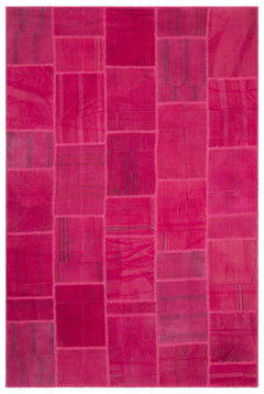 Teselya Beige Patchwork Wool Handmade Area Rug 6'6" x 9'9"