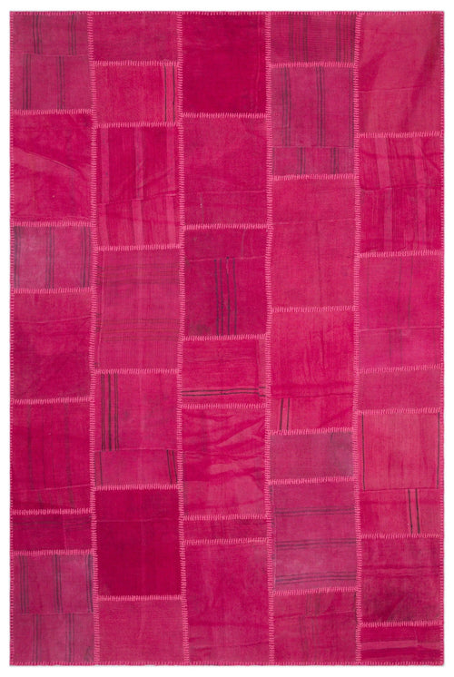 Teselya Beige Patchwork Wool Handmade Area Rug 6'6" x 9'9"