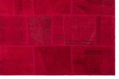 Teselya Red Patchwork Wool Handmade Area Rug 6'6" x 9'11"