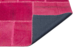 Teselya Beige Patchwork Wool Handmade Area Rug 6'7" x 9'9"