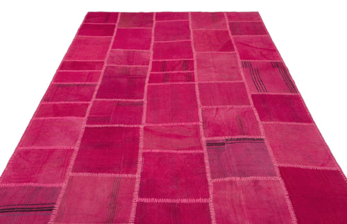 Teselya Beige Patchwork Wool Handmade Area Rug 6'7" x 9'9"