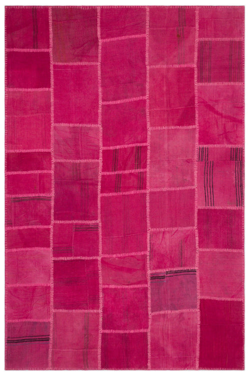 Teselya Beige Patchwork Wool Handmade Area Rug 6'7" x 9'9"