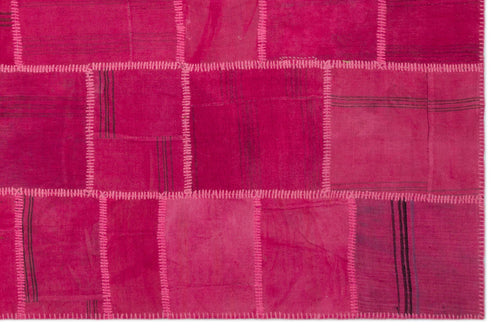 Teselya Beige Patchwork Wool Handmade Area Rug 6'7" x 9'9"